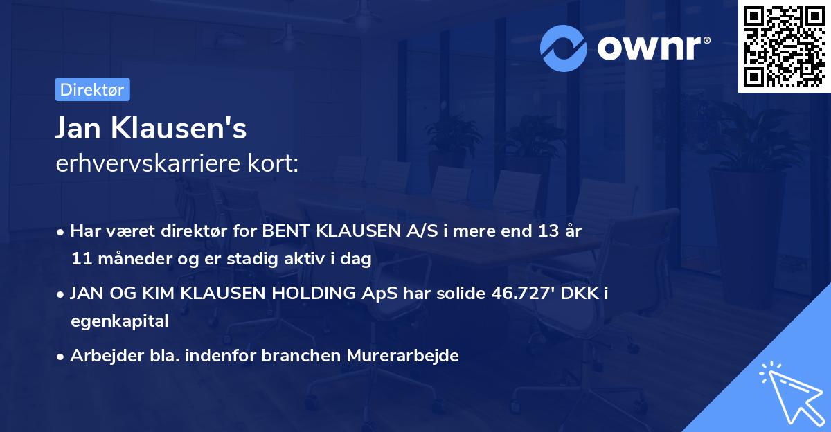 Jan Klausen's erhvervskarriere kort