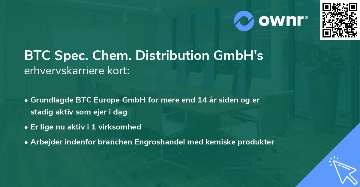 BTC Spec. Chem. Distribution GmbH's erhvervskarriere kort