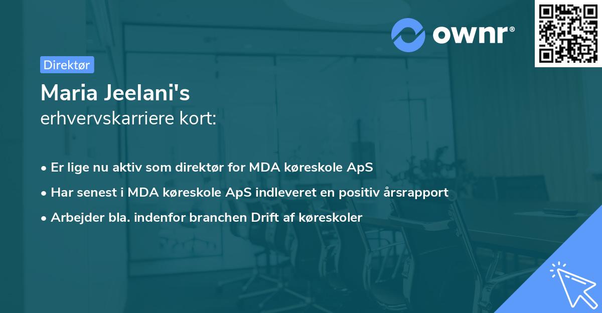 Maria Jeelani's erhvervskarriere kort