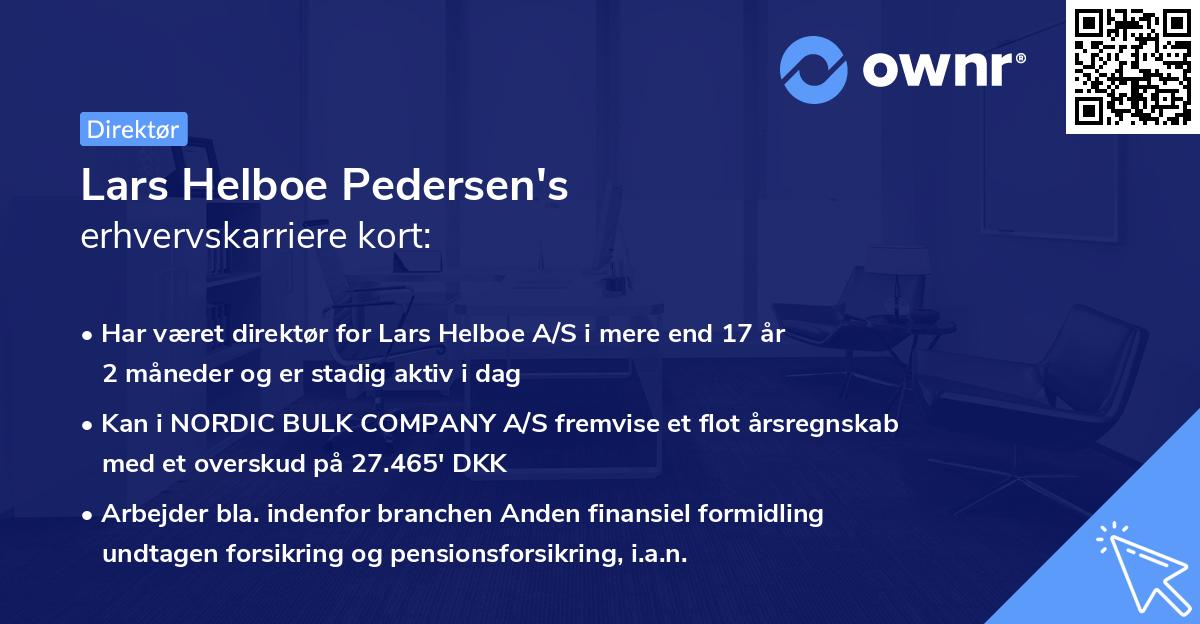 Lars Helboe Pedersen's erhvervskarriere kort