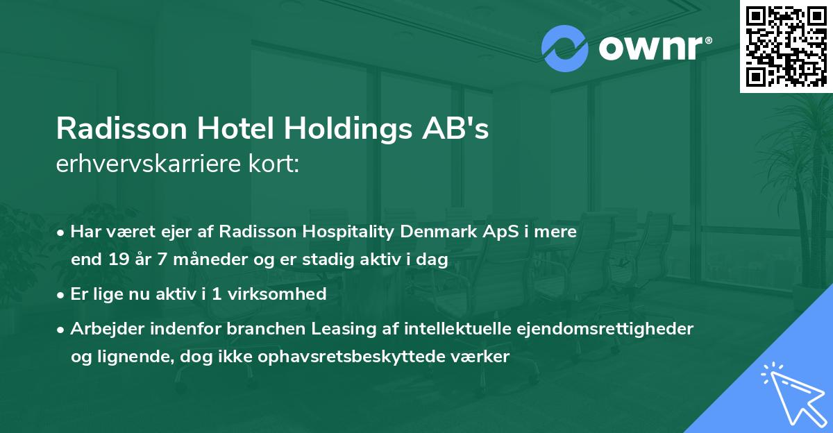 Radisson Hotel Holdings AB's erhvervskarriere kort