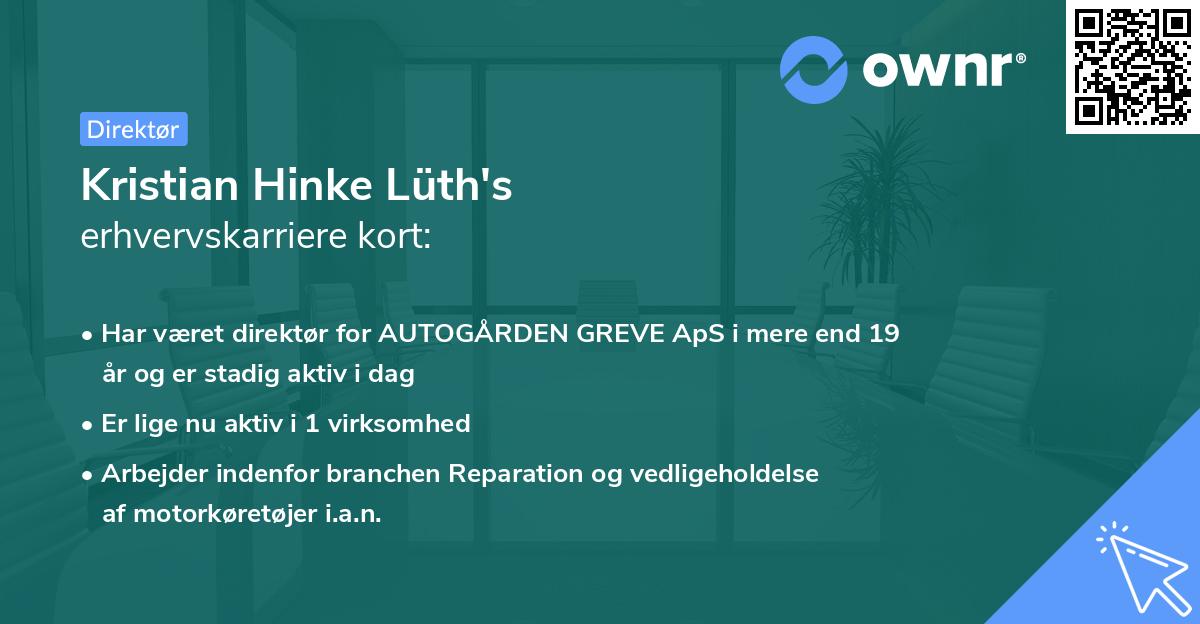 Kristian Hinke Lüth's erhvervskarriere kort