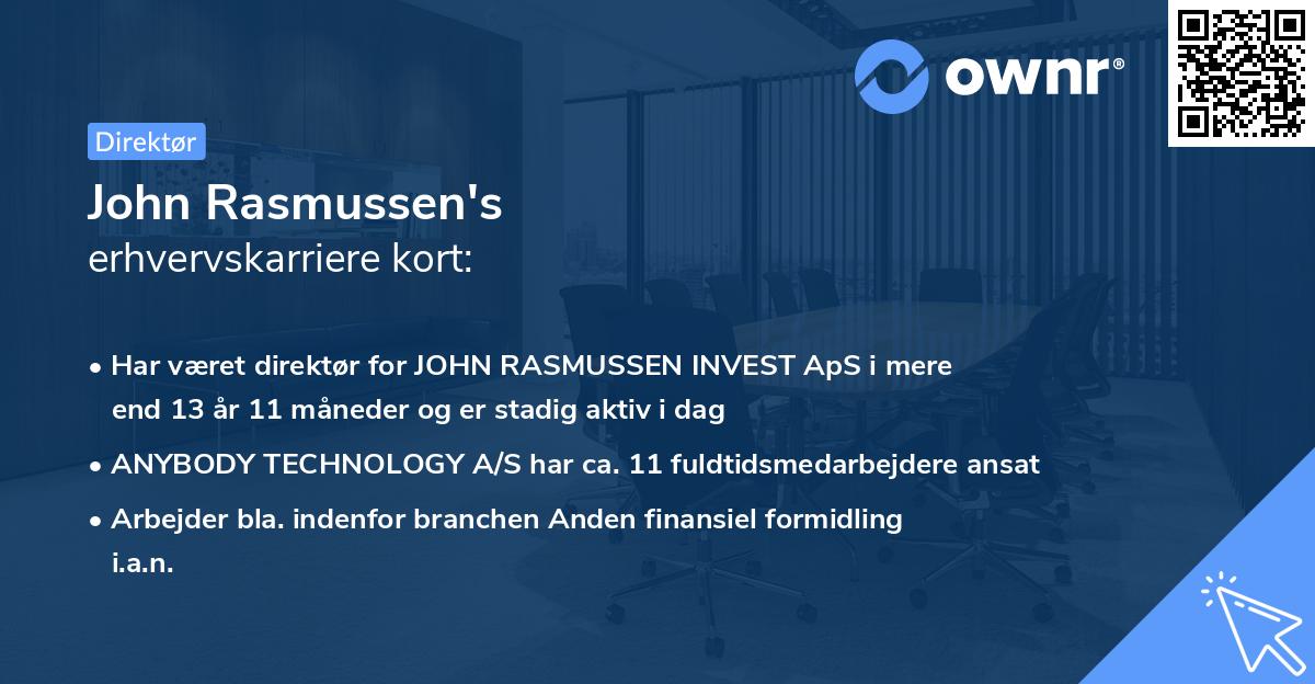 John Rasmussen's erhvervskarriere kort