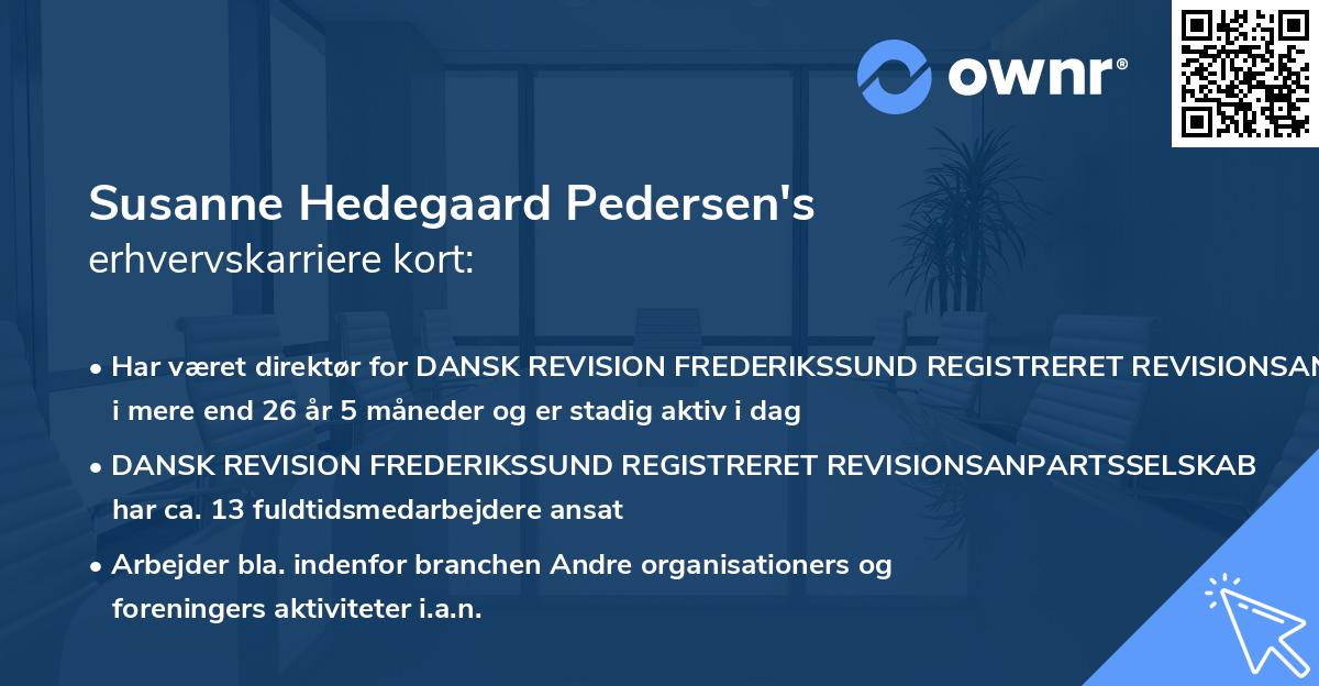 Susanne Hedegaard Pedersen's erhvervskarriere kort