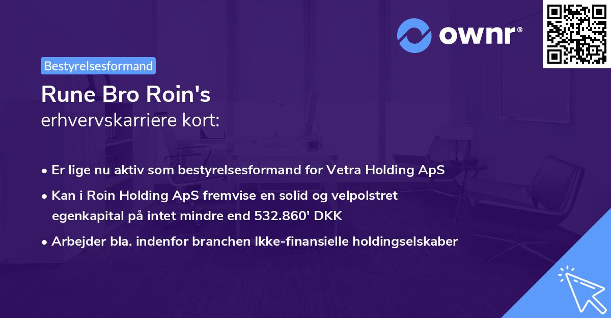 Rune Bro Roin's erhvervskarriere kort