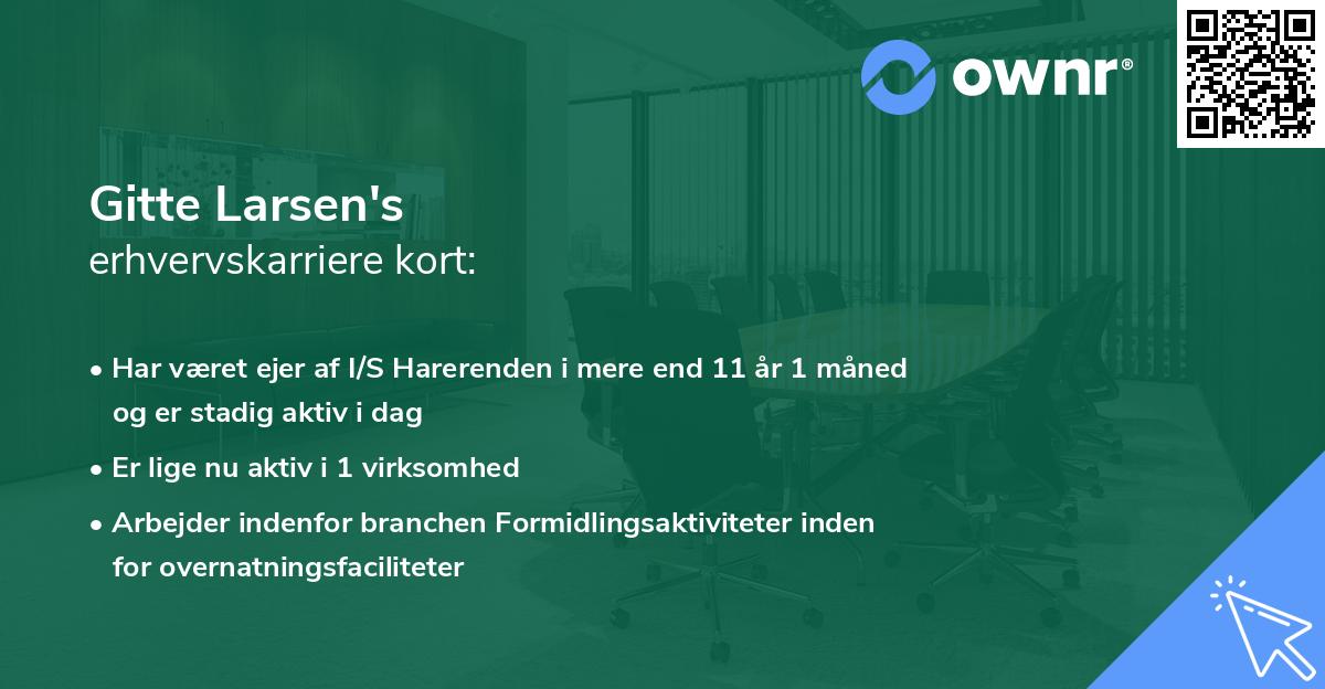 Gitte Larsen's erhvervskarriere kort