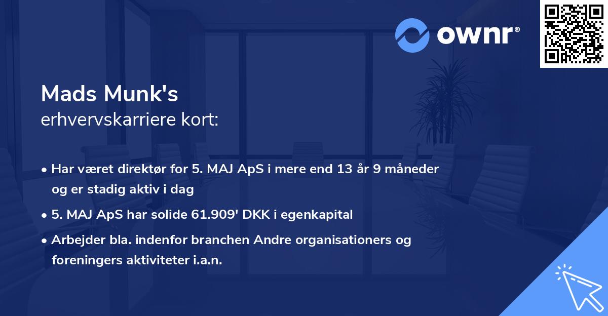 Mads Munk's erhvervskarriere kort