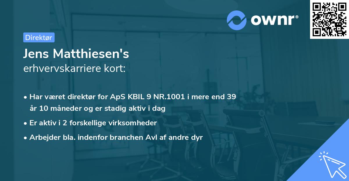 Jens Matthiesen's erhvervskarriere kort