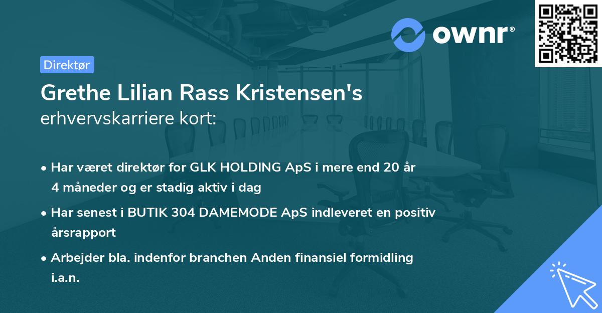 Grethe Lilian Rass Kristensen's erhvervskarriere kort