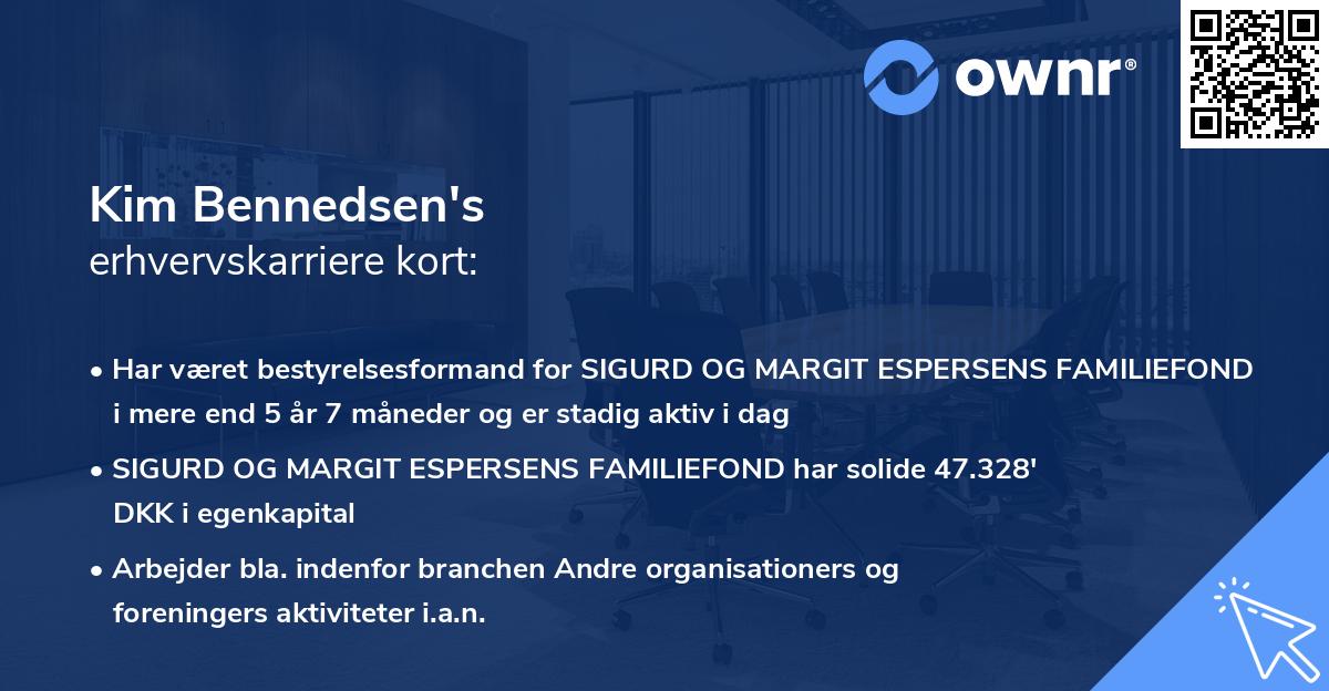 Kim Bennedsen's erhvervskarriere kort