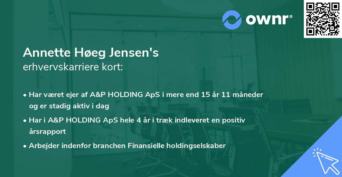 Annette Høeg Jensen's erhvervskarriere kort