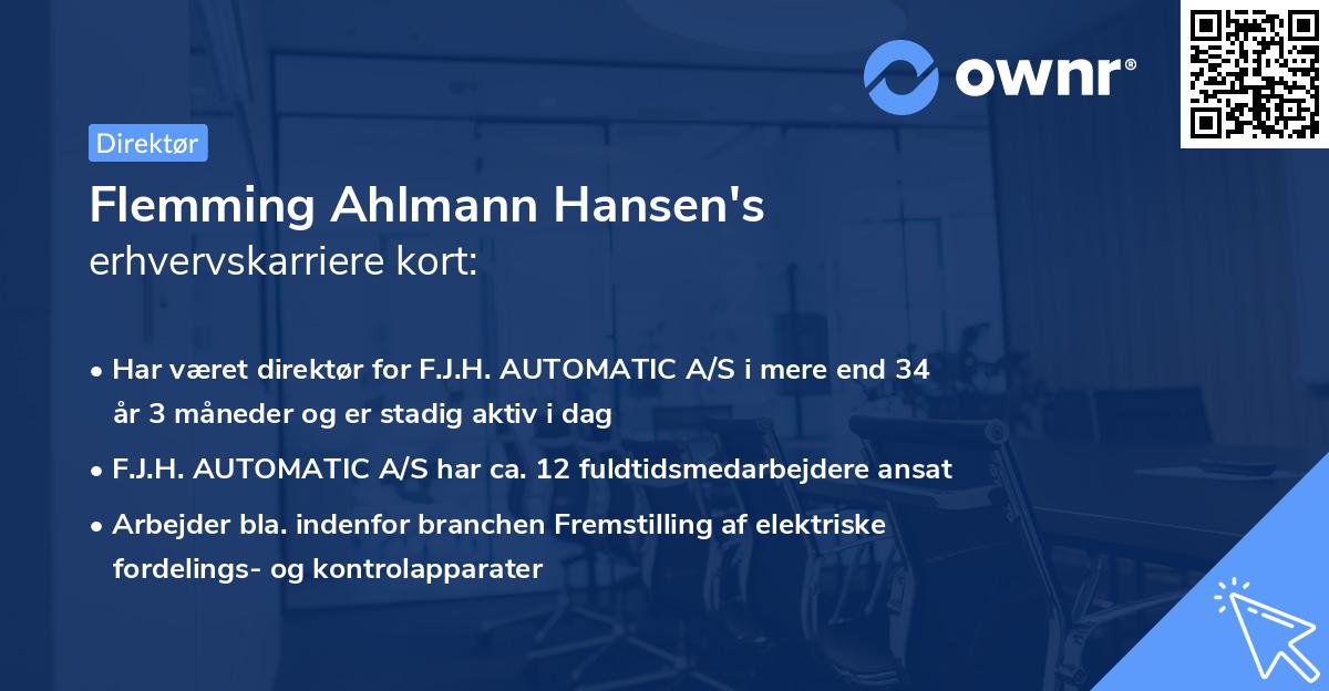 Flemming Ahlmann Hansen's erhvervskarriere kort