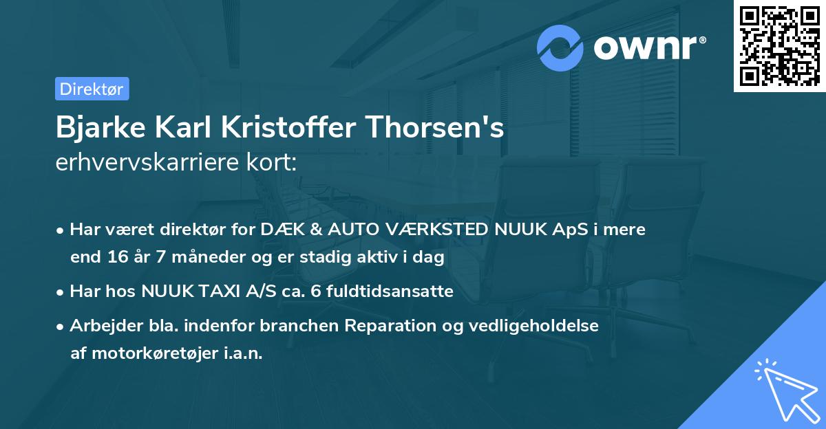 Bjarke Karl Kristoffer Thorsen's erhvervskarriere kort