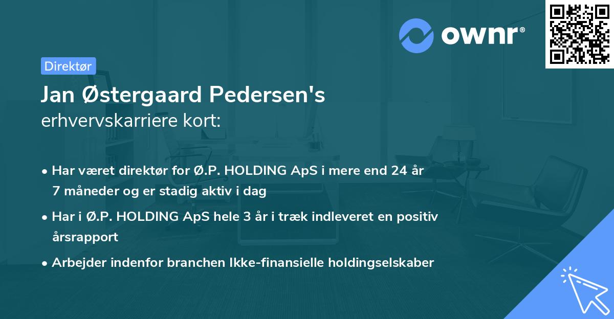 Jan Østergaard Pedersen's erhvervskarriere kort