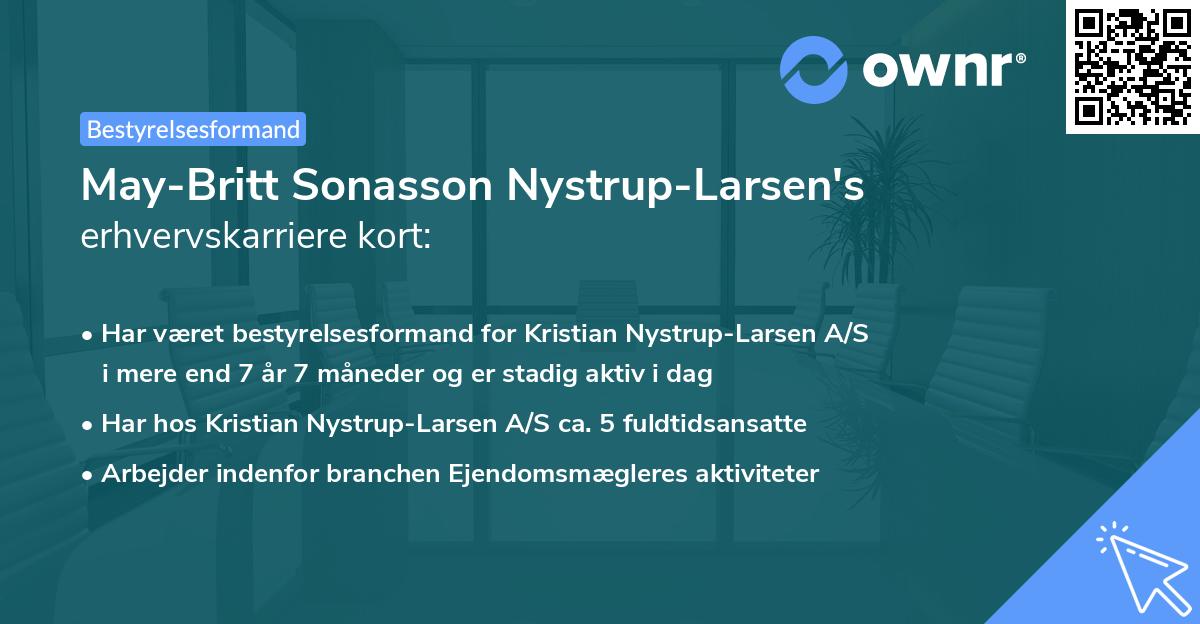 May-Britt Sonasson Nystrup-Larsen's erhvervskarriere kort