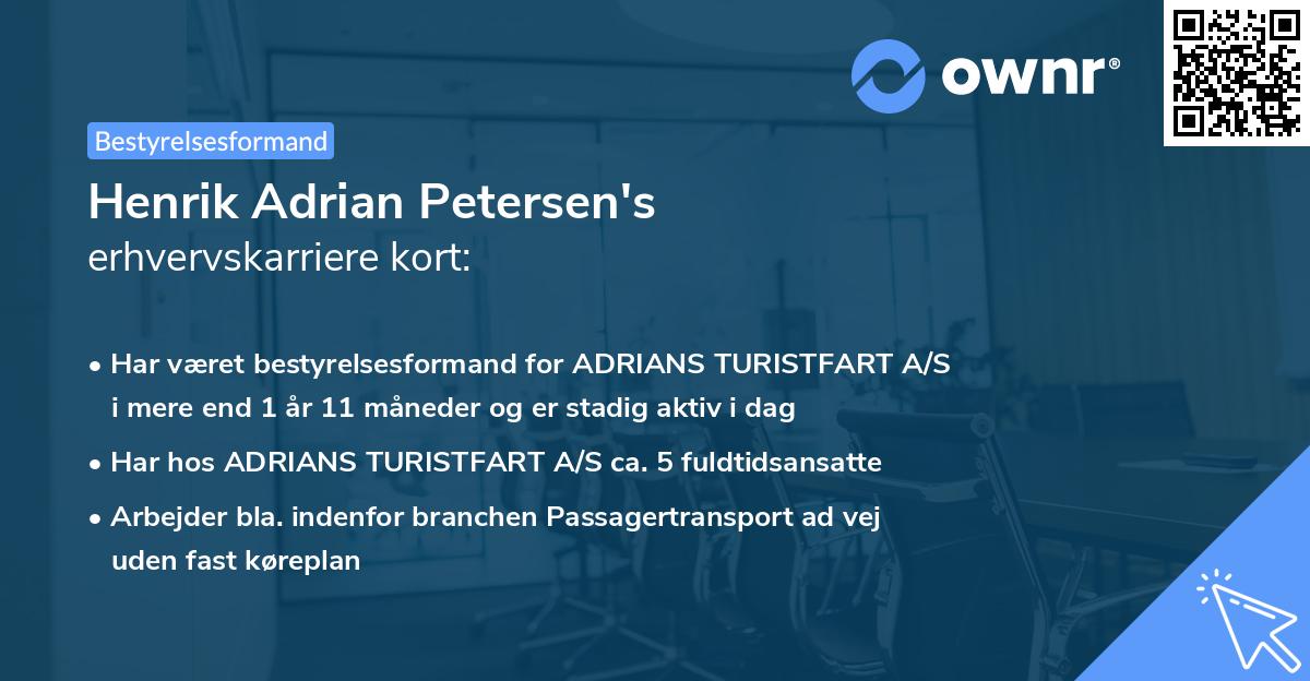 Henrik Adrian Petersen's erhvervskarriere kort