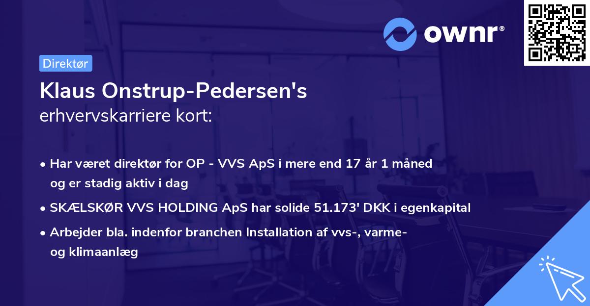 Klaus Onstrup-Pedersen's erhvervskarriere kort
