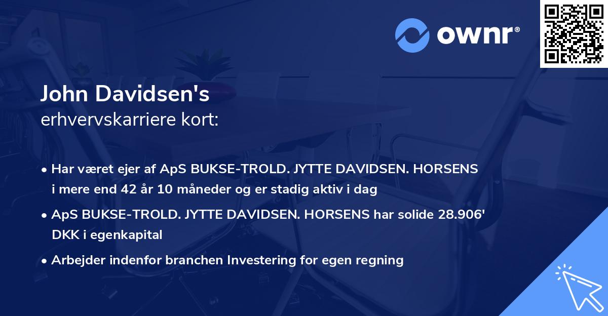 John Davidsen's erhvervskarriere kort