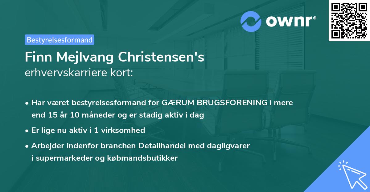 Finn Mejlvang Christensen's erhvervskarriere kort