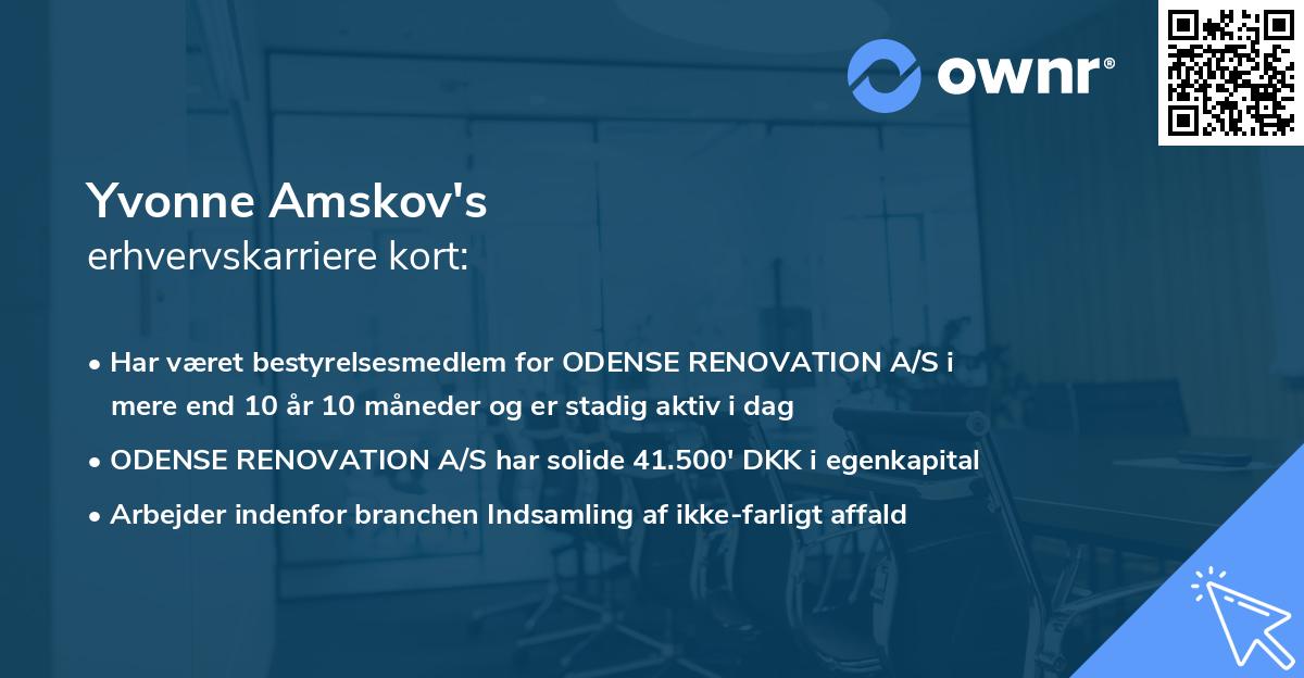 Yvonne Amskov's erhvervskarriere kort