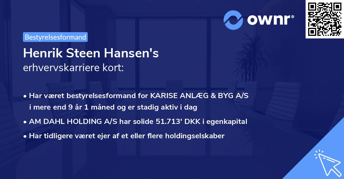 Henrik Steen Hansen's erhvervskarriere kort