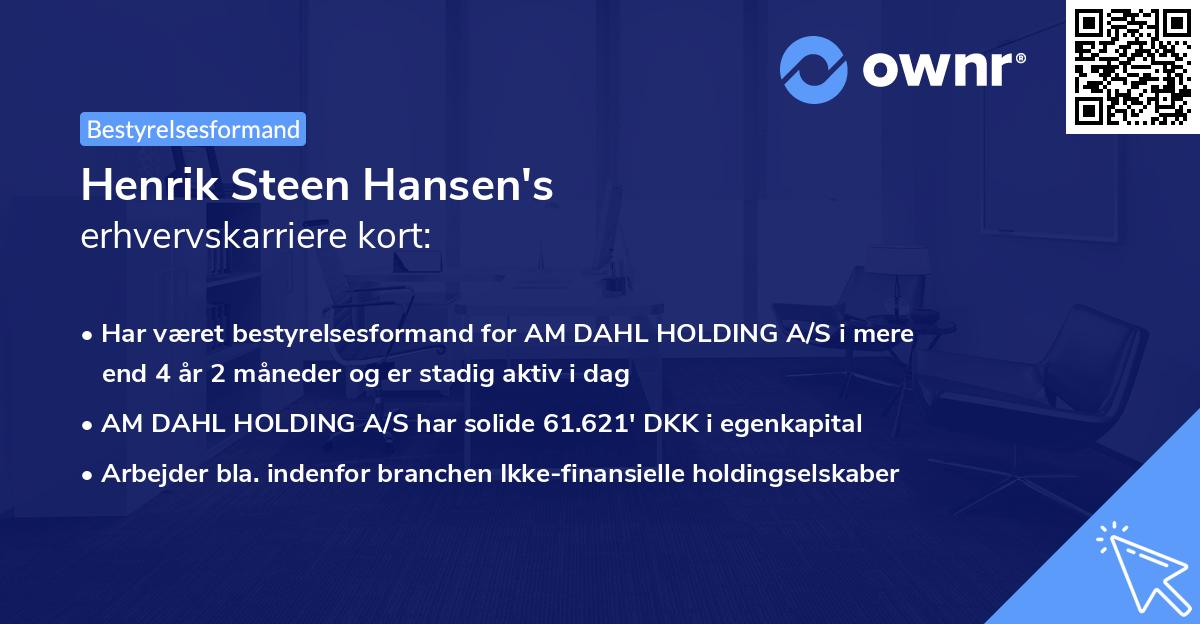 Henrik Steen Hansen's erhvervskarriere kort