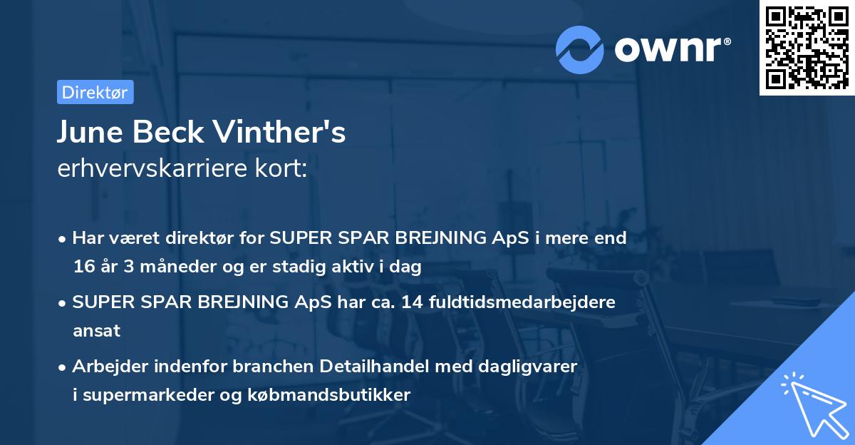 June Beck Vinther's erhvervskarriere kort