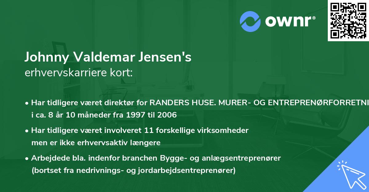Johnny Valdemar Jensen's erhvervskarriere kort