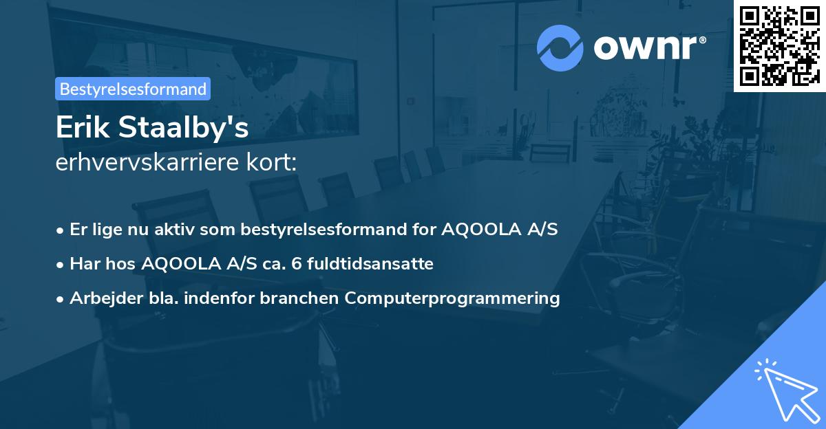 Erik Staalby's erhvervskarriere kort