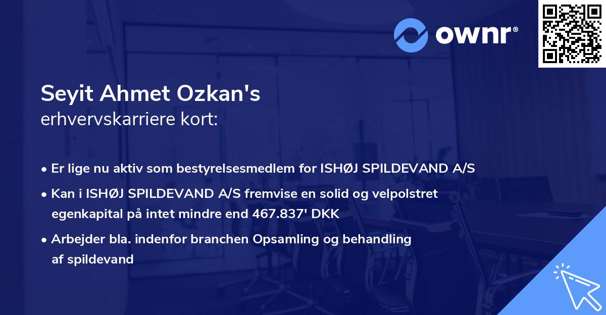 Seyit Ahmet Ozkan's erhvervskarriere kort