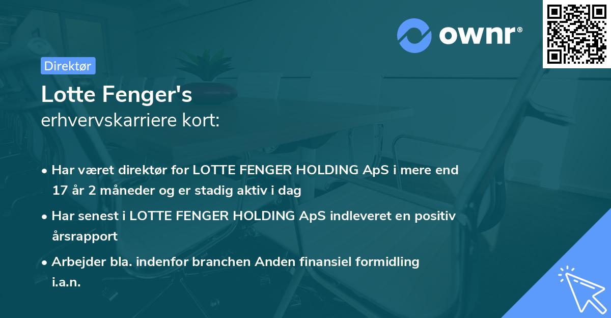 Lotte Fenger's erhvervskarriere kort