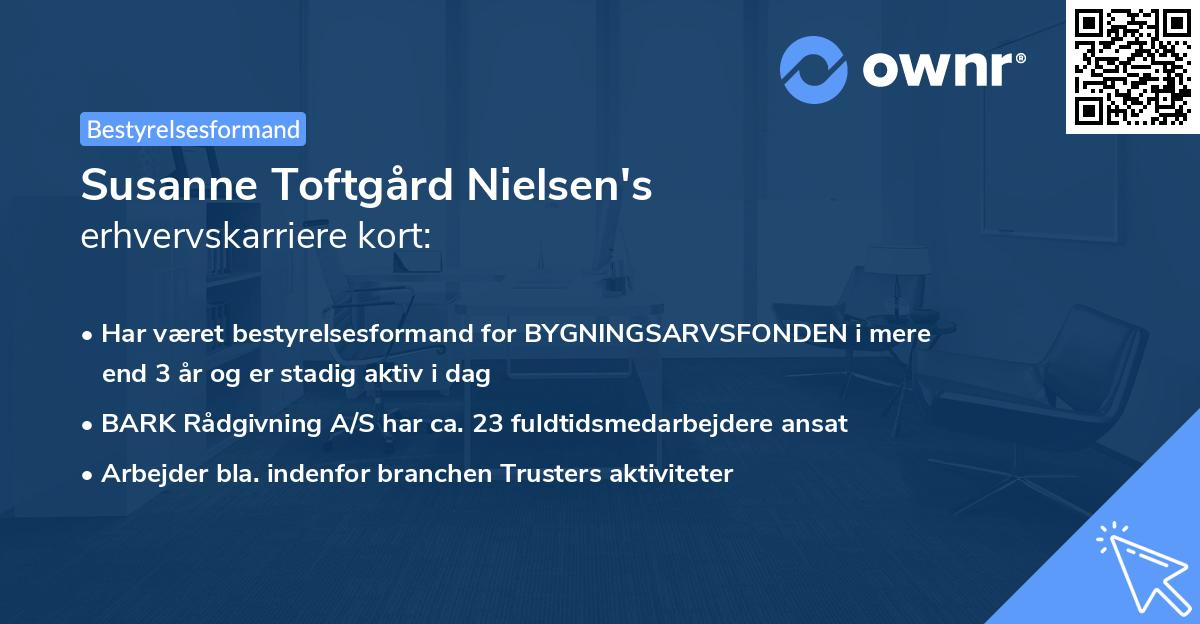 Susanne Toftgård Nielsen's erhvervskarriere kort