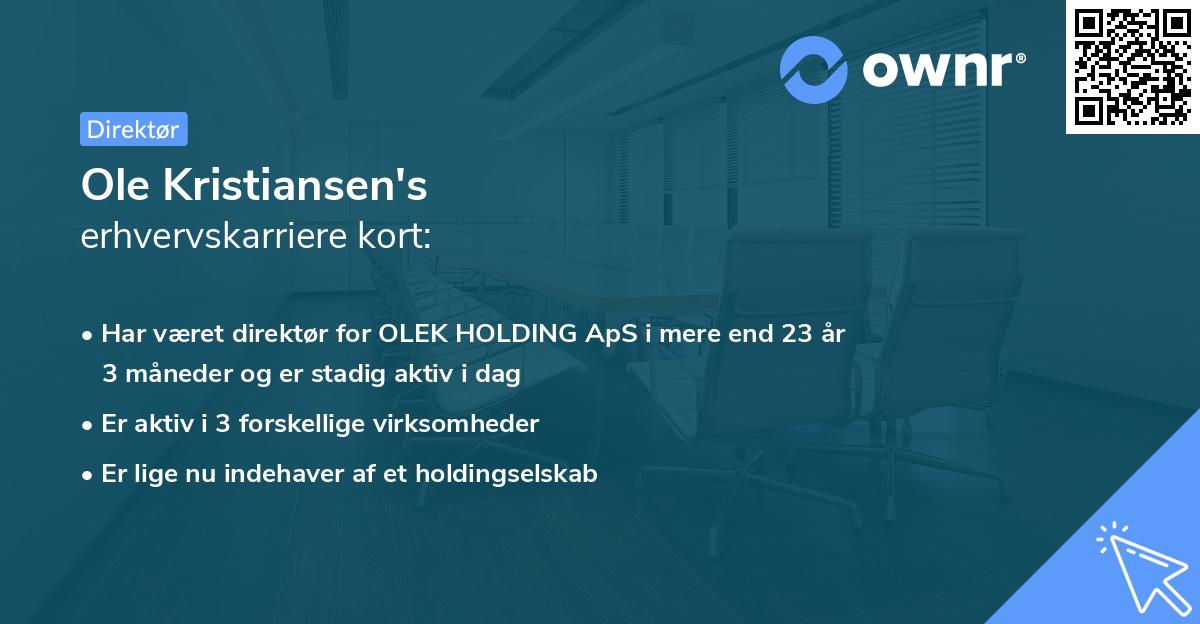 Ole Kristiansen's erhvervskarriere kort