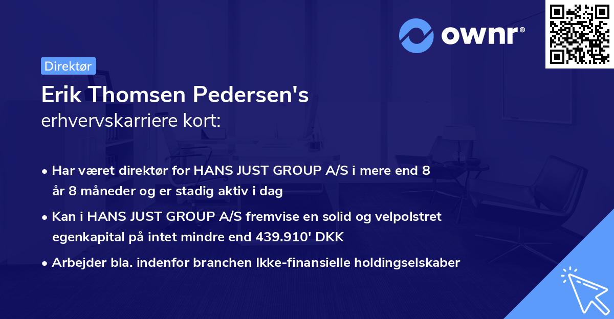 Erik Thomsen Pedersen's erhvervskarriere kort