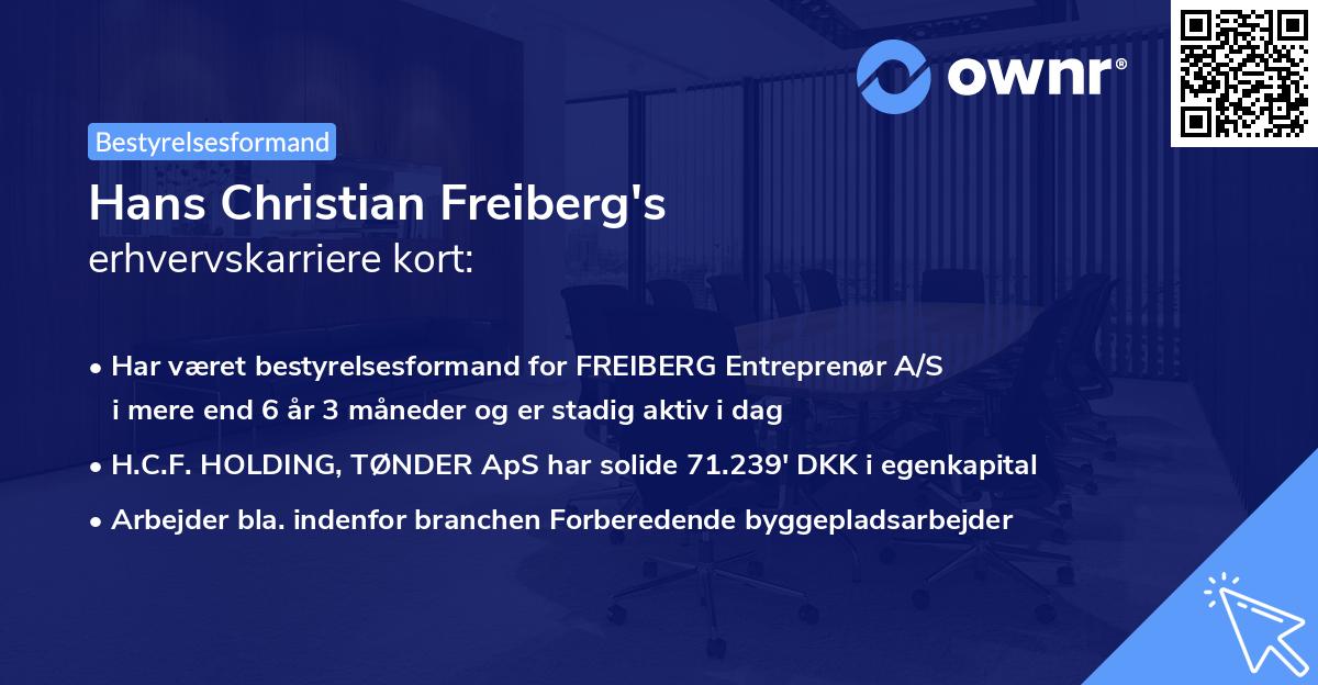 Hans Christian Freiberg's erhvervskarriere kort