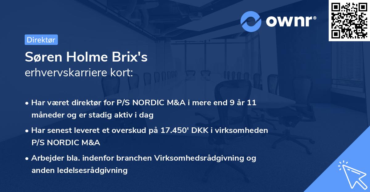 Søren Holme Brix's erhvervskarriere kort
