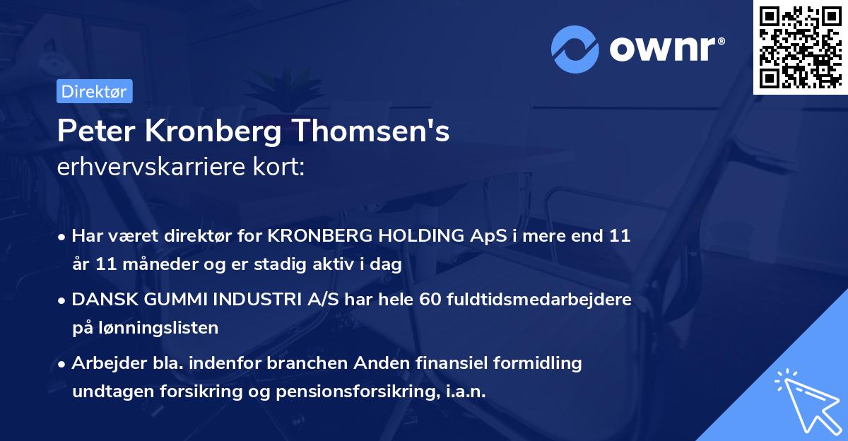 Peter Kronberg Thomsen's erhvervskarriere kort