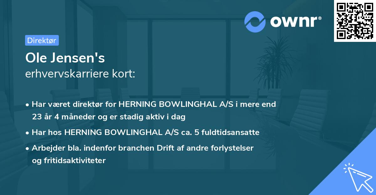 Ole Jensen's erhvervskarriere kort