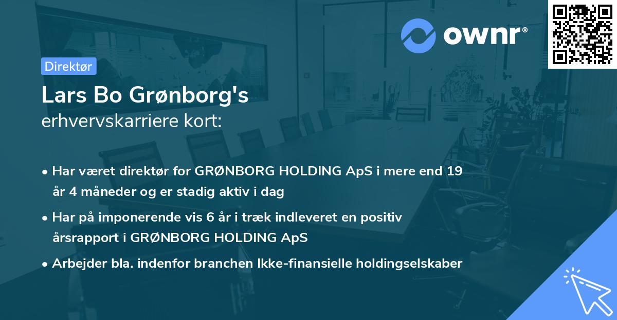 Lars Bo Grønborg's erhvervskarriere kort