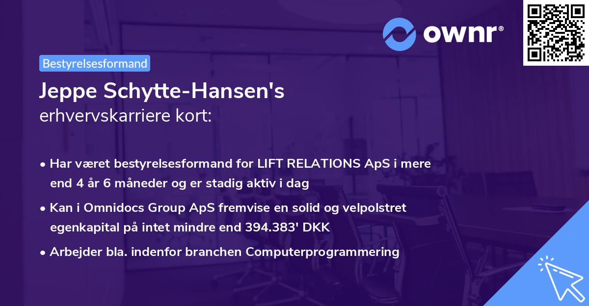Jeppe Schytte-Hansen's erhvervskarriere kort