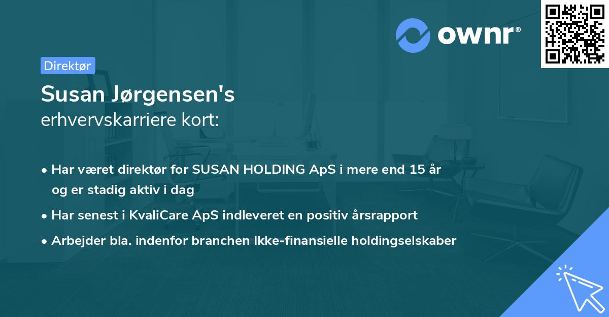 Susan Jørgensen's erhvervskarriere kort