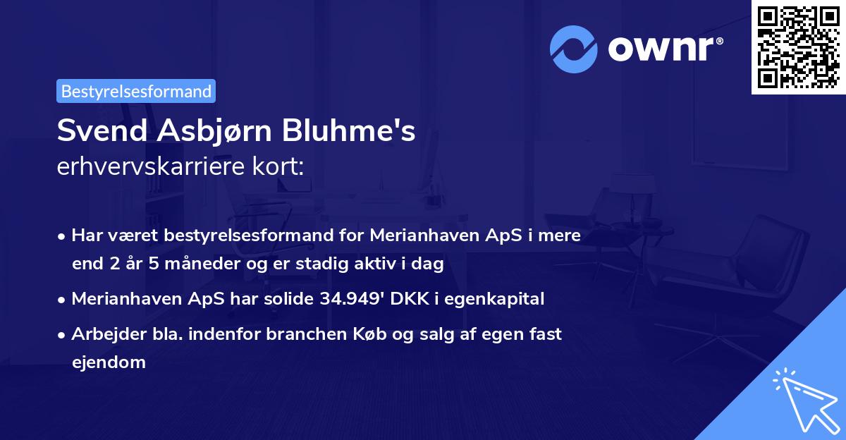 Svend Asbjørn Bluhme's erhvervskarriere kort