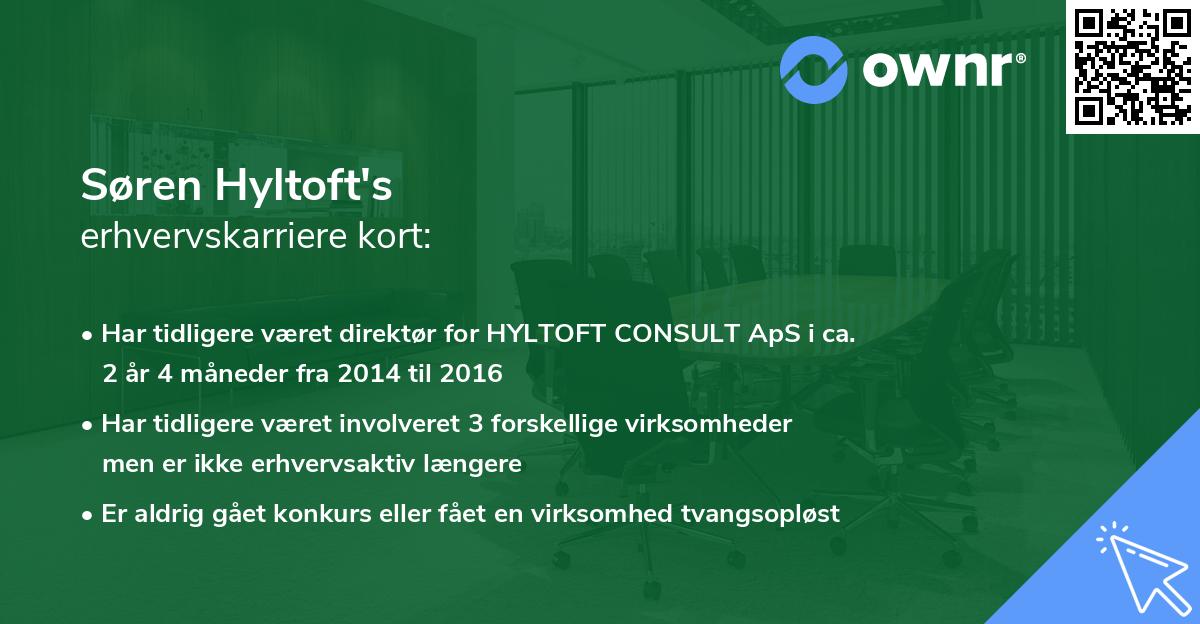 Søren Hyltoft's erhvervskarriere kort