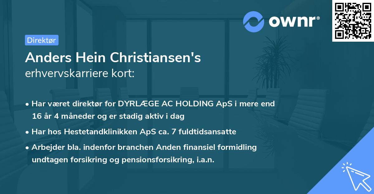 Anders Hein Christiansen's erhvervskarriere kort