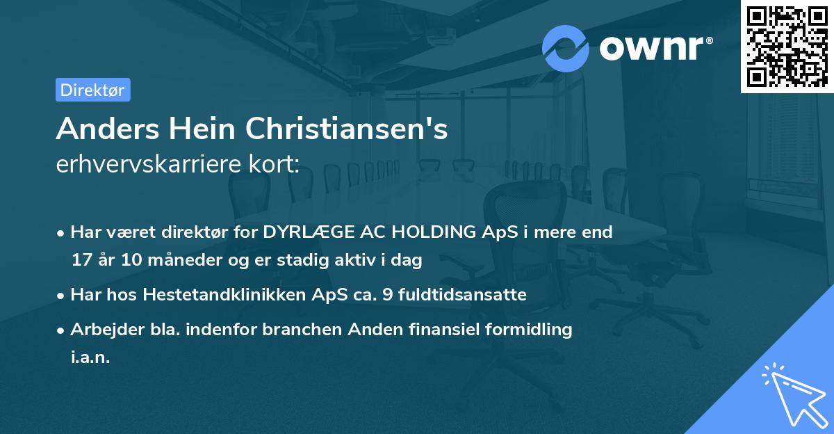 Anders Hein Christiansen's erhvervskarriere kort