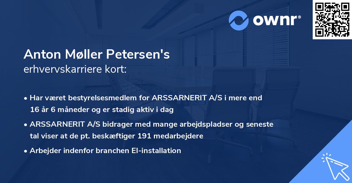 Anton Møller Petersen's erhvervskarriere kort