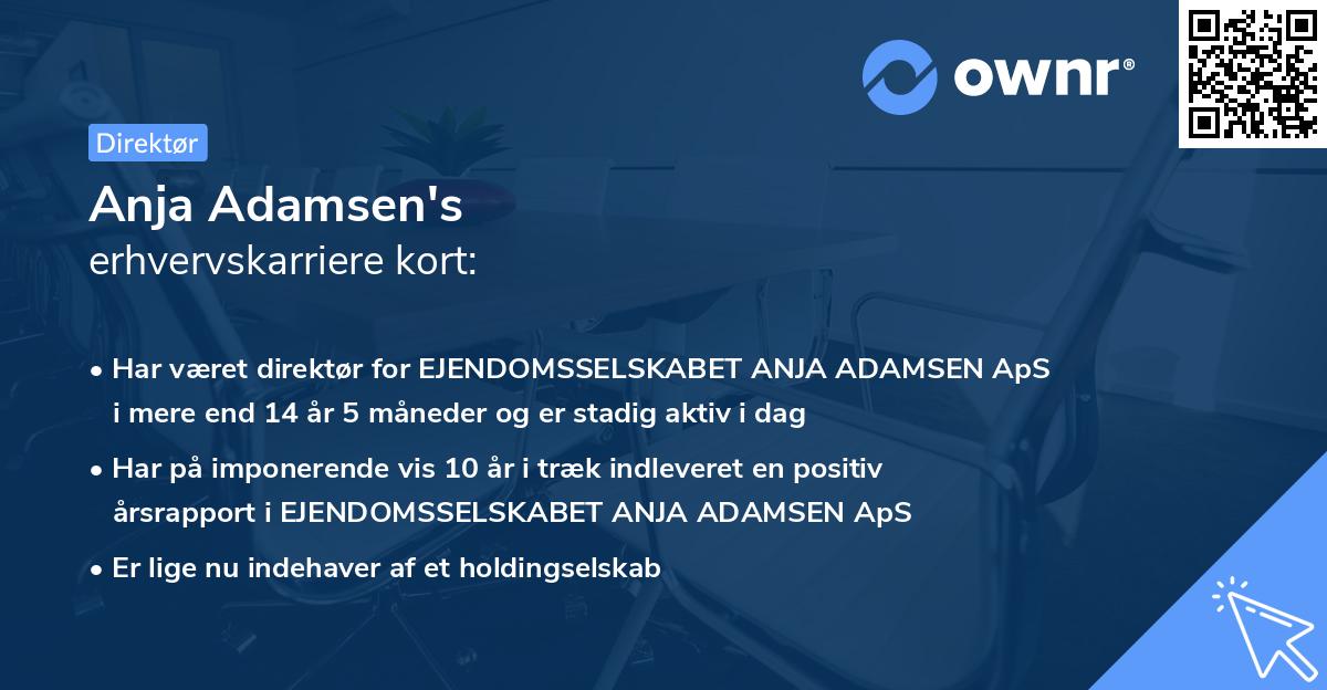 Anja Adamsen's erhvervskarriere kort