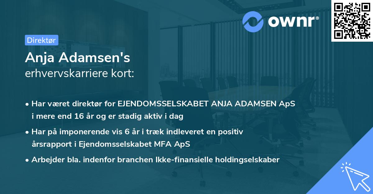 Anja Adamsen's erhvervskarriere kort