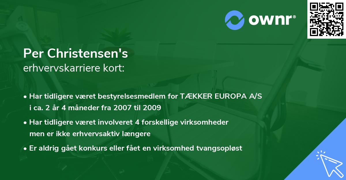 Per Christensen's erhvervskarriere kort