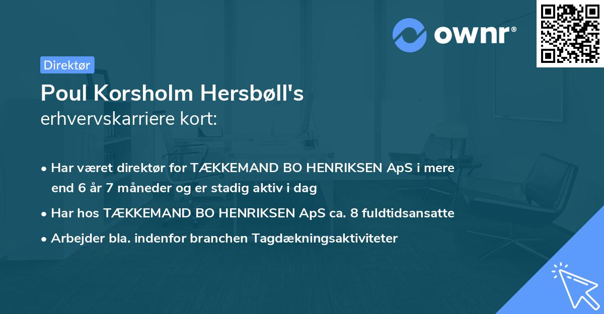 Poul Korsholm Hersbøll's erhvervskarriere kort